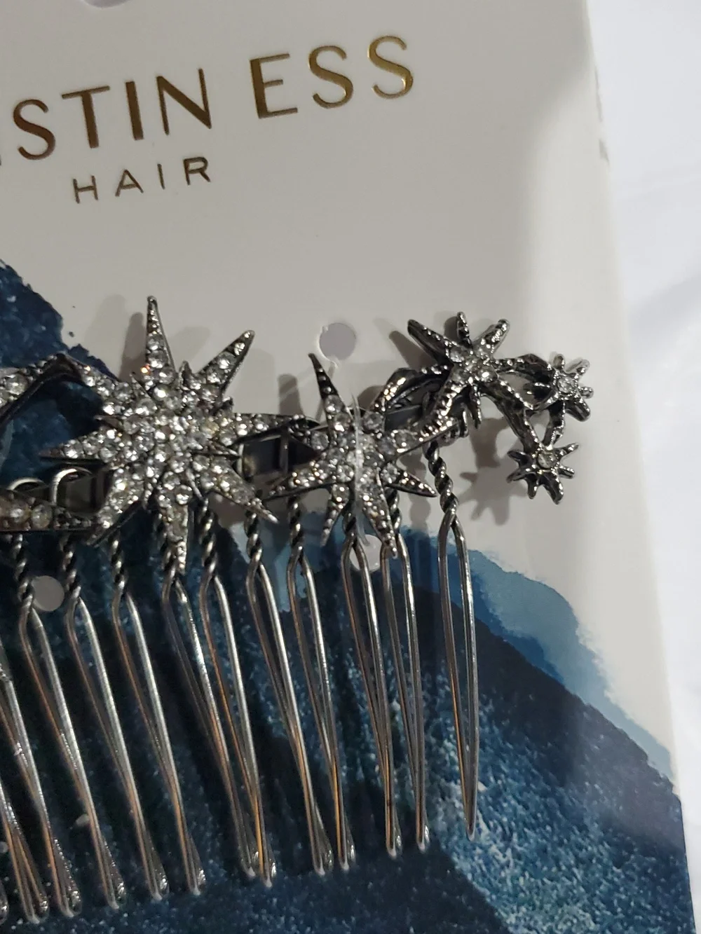 Kristin Ess 2pack Silver embellished‎ celestial mystic sparkly hair combs new